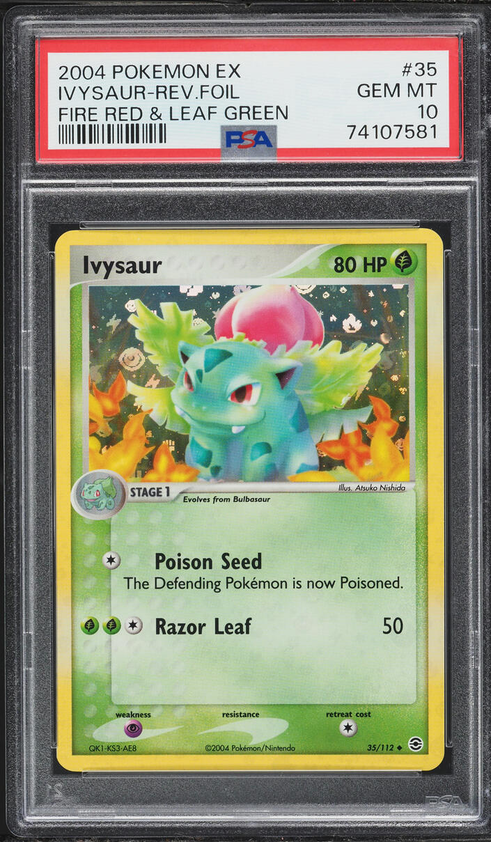 2004 Pokemon EX Fire Red & Leaf Green Reverse Holo Ivysaur #35 PSA 10 GEM MINT