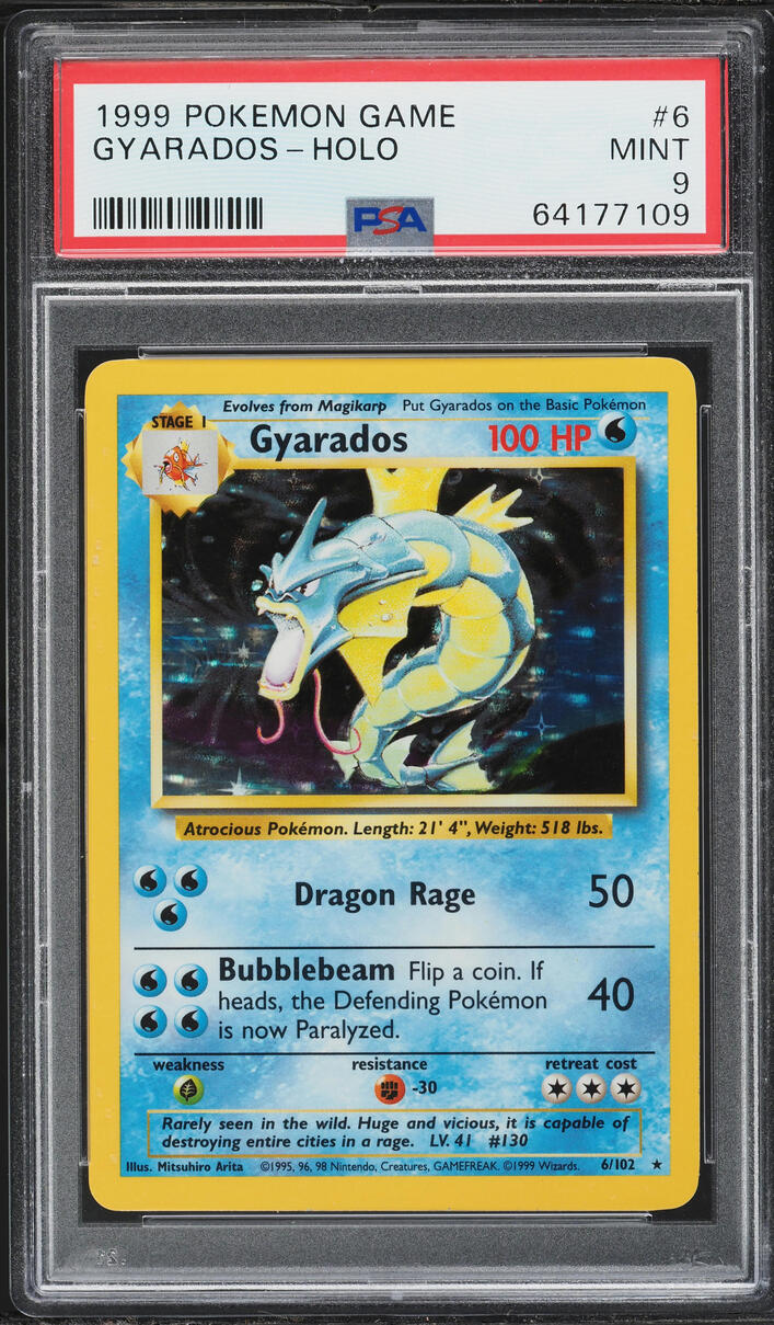 1999 Pokemon Base Set Holo Gyarados #6 PSA 9 MINT