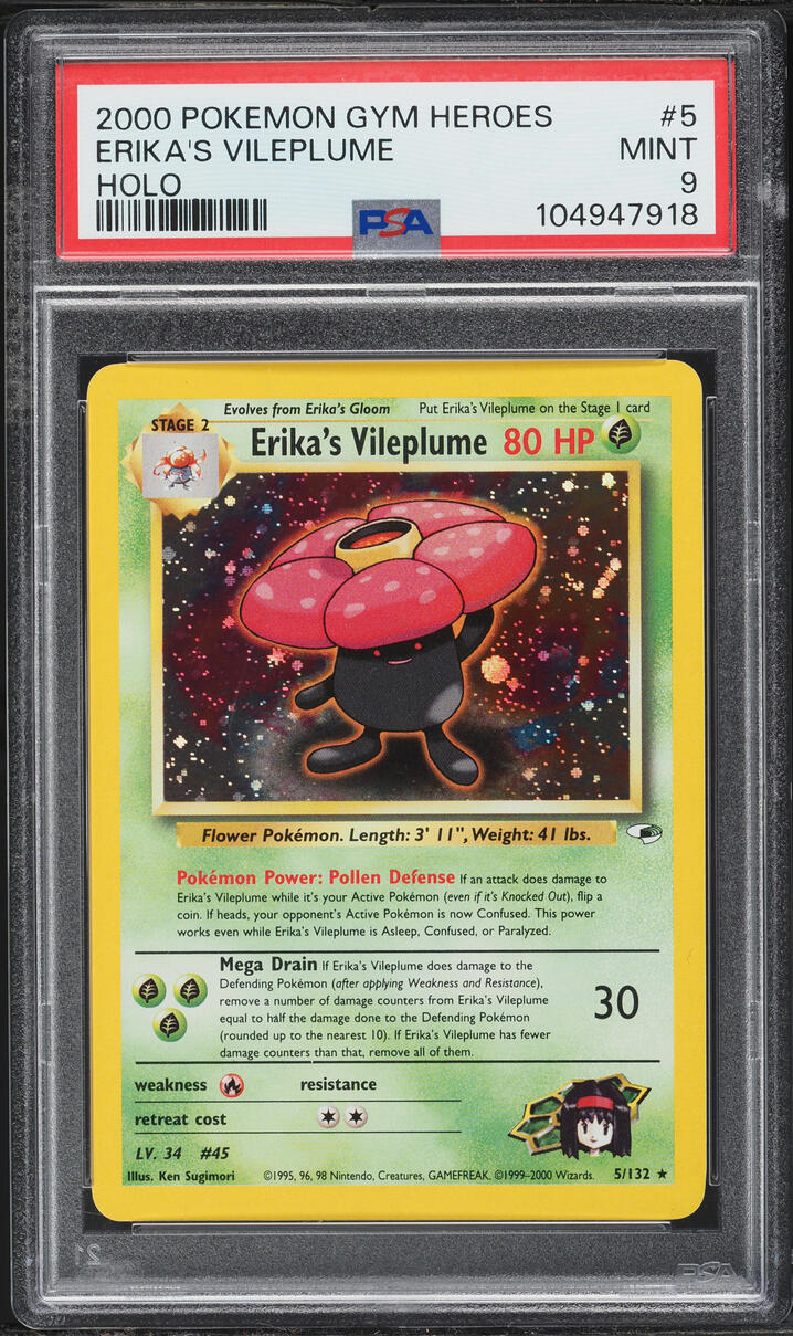 2000 Pokemon Gym Heroes Holo Erika's Vileplume #5 PSA 9 MINT