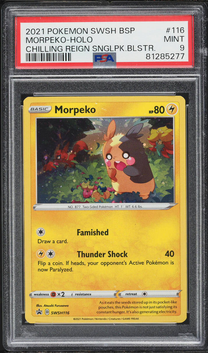 2021 Pokemon Sword & Shield Black Star Promo Chilling Reign Holo Morpeko #116 PSA 9 MINT