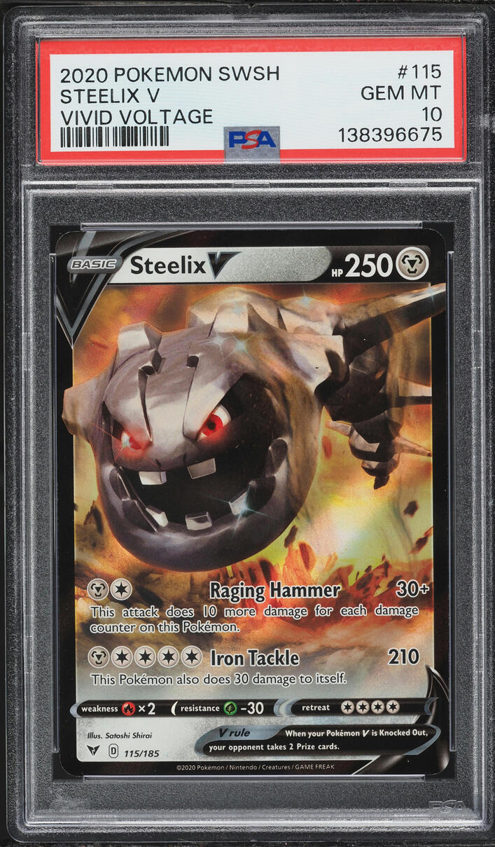 2020 Pokemon Sword & Shield Vivid Voltage Holo Steelix V #115 PSA 10 GEM MINT