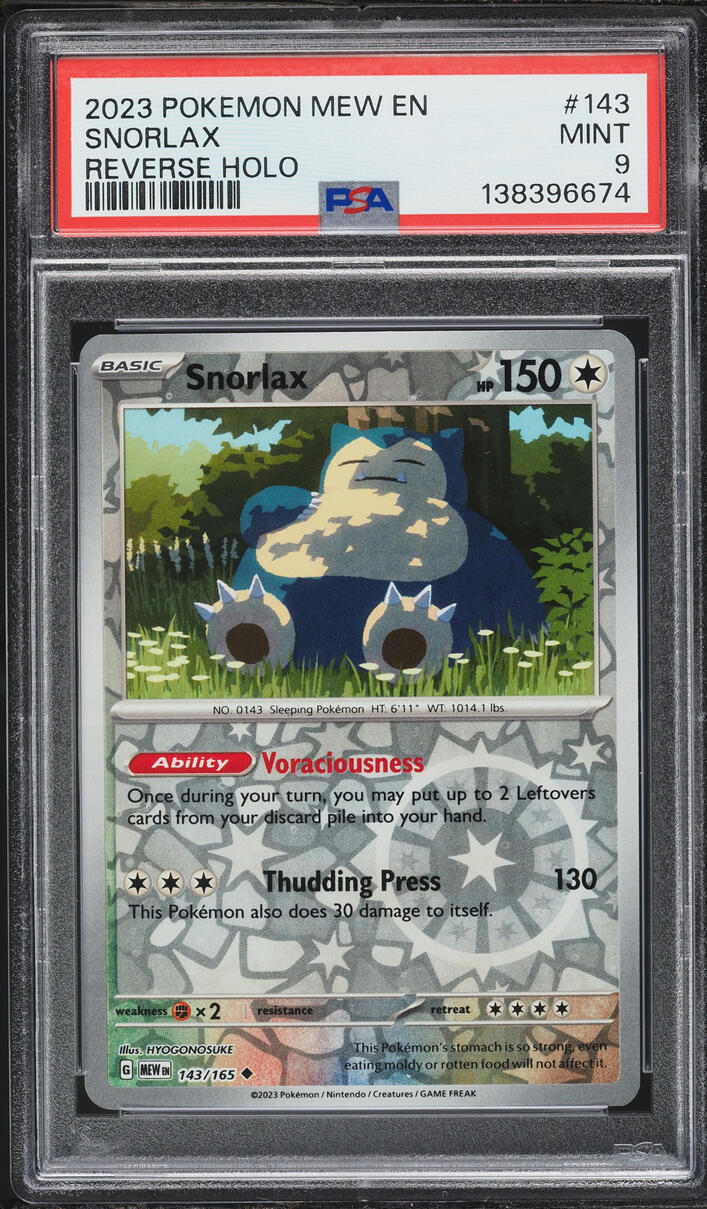 2023 Pokemon Scarlet & Violet 151 Reverse Holo Snorlax #143 PSA 9 MINT