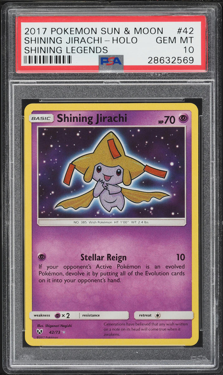2017 Pokemon Sun & Moon Shining Legends Shining Jirachi #42 PSA 10 GEM MINT