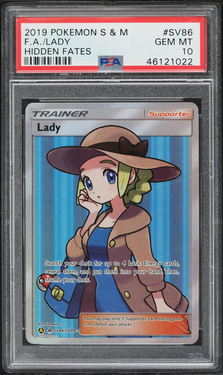 2019 Pokemon Sun & Moon Hidden Fates Full Art Lady #SV86 PSA 10 GEM MINT