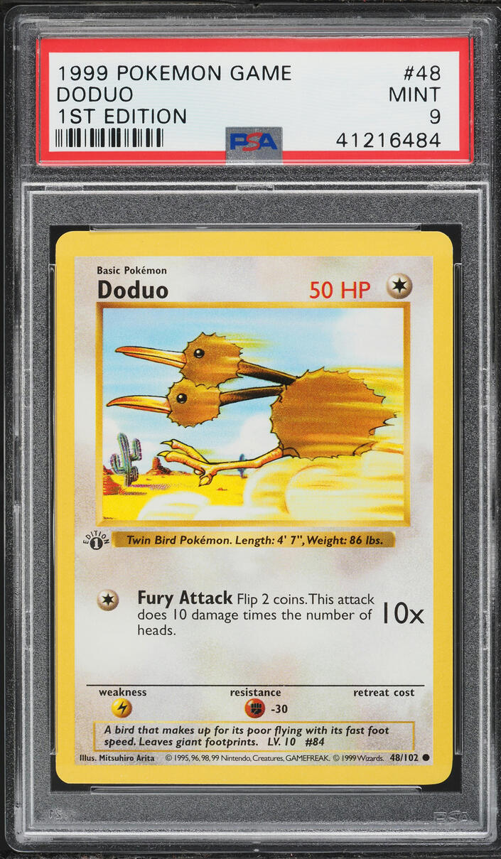 1999 Pokemon Base Set Shadowless 1st Edition Doduo #48 PSA 9 MINT