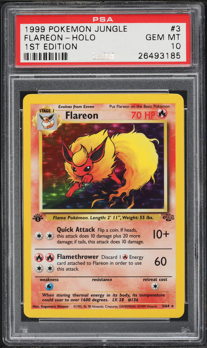 1999 Pokemon Jungle 1st Edition Holo Flareon #3 PSA 10 GEM MINT