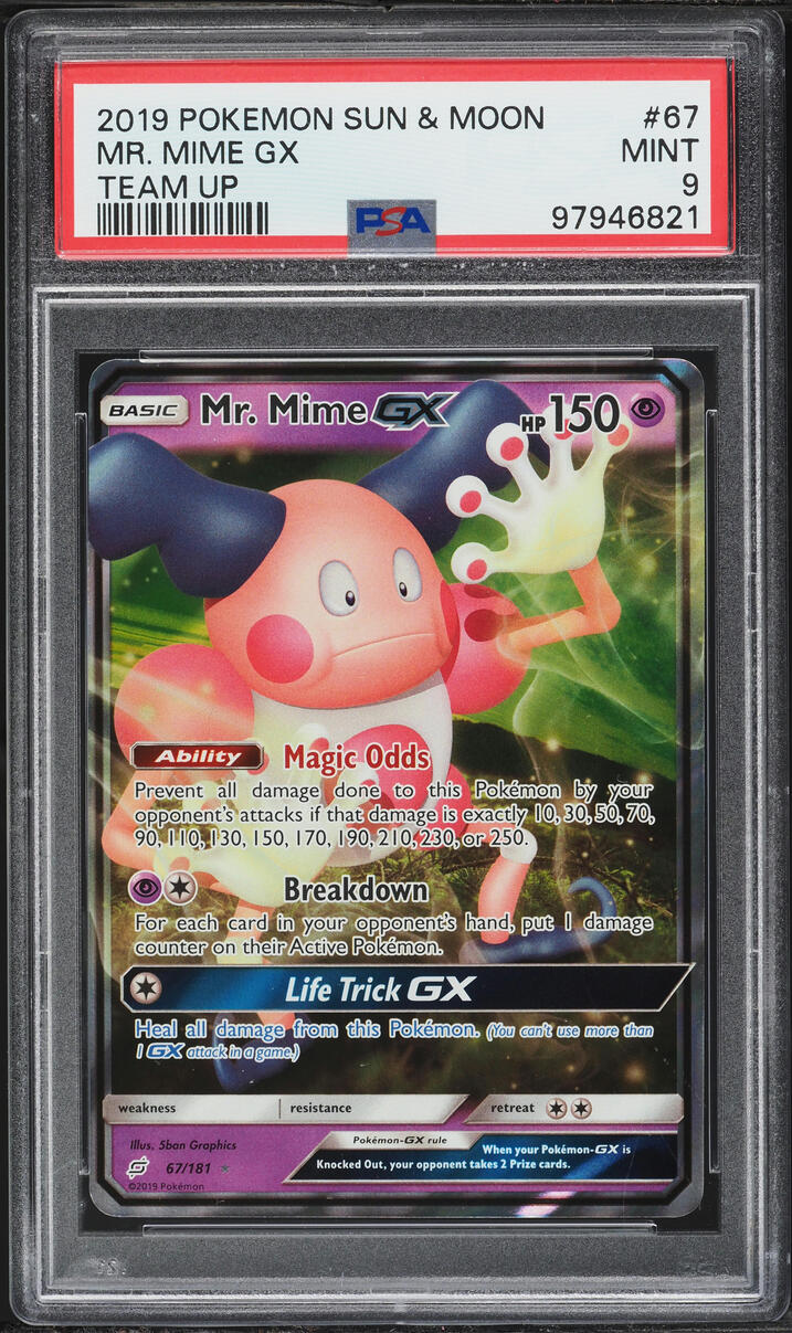 2019 Pokemon Sun & Moon Team Up Mr. Mime GX #67 PSA 9 MINT