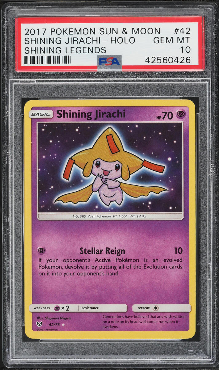 2017 Pokemon Sun & Moon Shining Legends Holo Shining Jirachi #42 PSA 10 GEM MINT