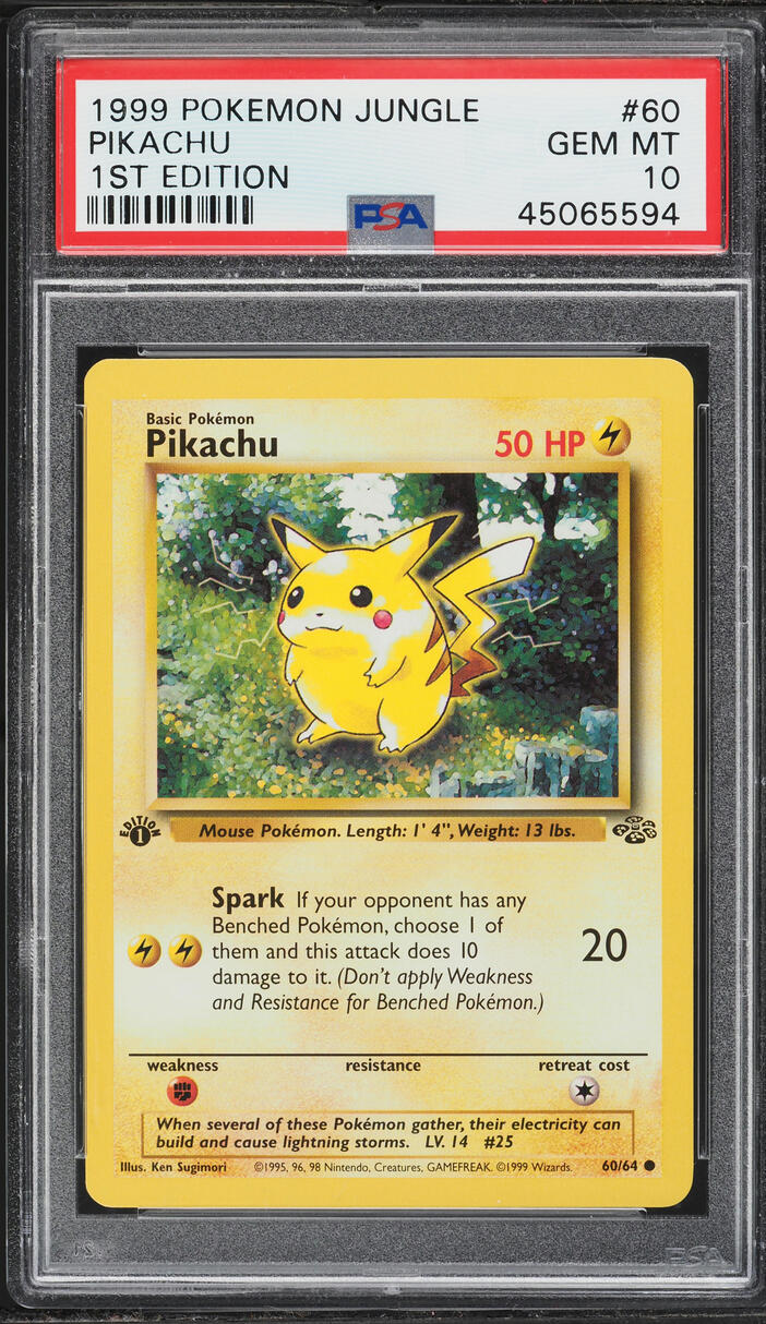 1999 Pokemon Jungle 1st Edition Pikachu #60 PSA 10 GEM MINT
