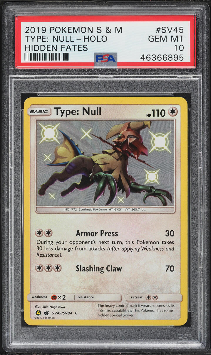 2019 Pokemon Sun & Moon Hidden Fates Shiny Type: Null #SV45 PSA 10 GEM MINT