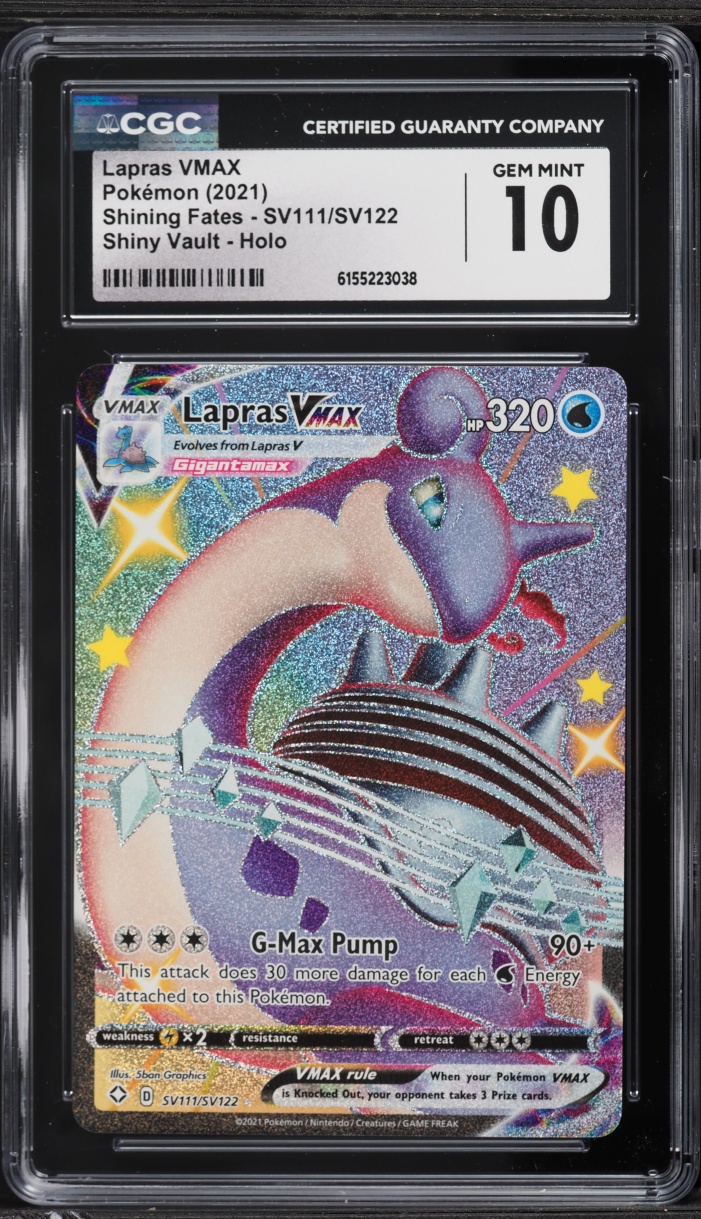 2021 Pokemon SWSH Shining Fates Shiny Vault Full Art Lapras VMAX #SV111 CGC 10 GEM MINT