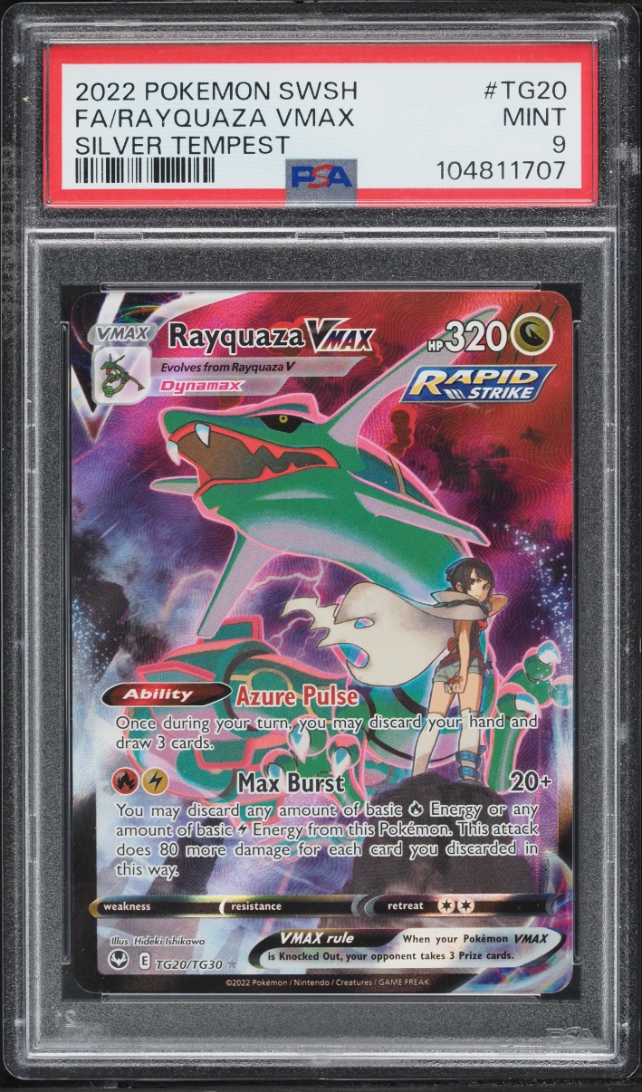 2022 Pokemon Sword & Shield Silver Tempest Full Art Rayquaza VMAX #TG20 PSA 9 MINT
