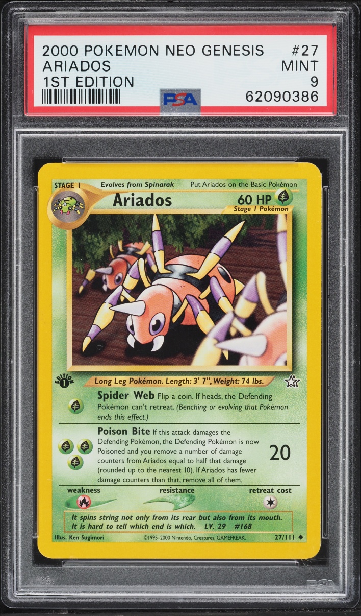 2000 Pokemon Neo Genesis 1st Edition Ariados #27 PSA 9 MINT