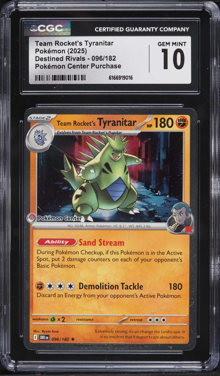 2025 Pokemon SV Destined Rivals Center Purchase Team Rocket's Tyranitar #96 CGC 10 GEM MINT