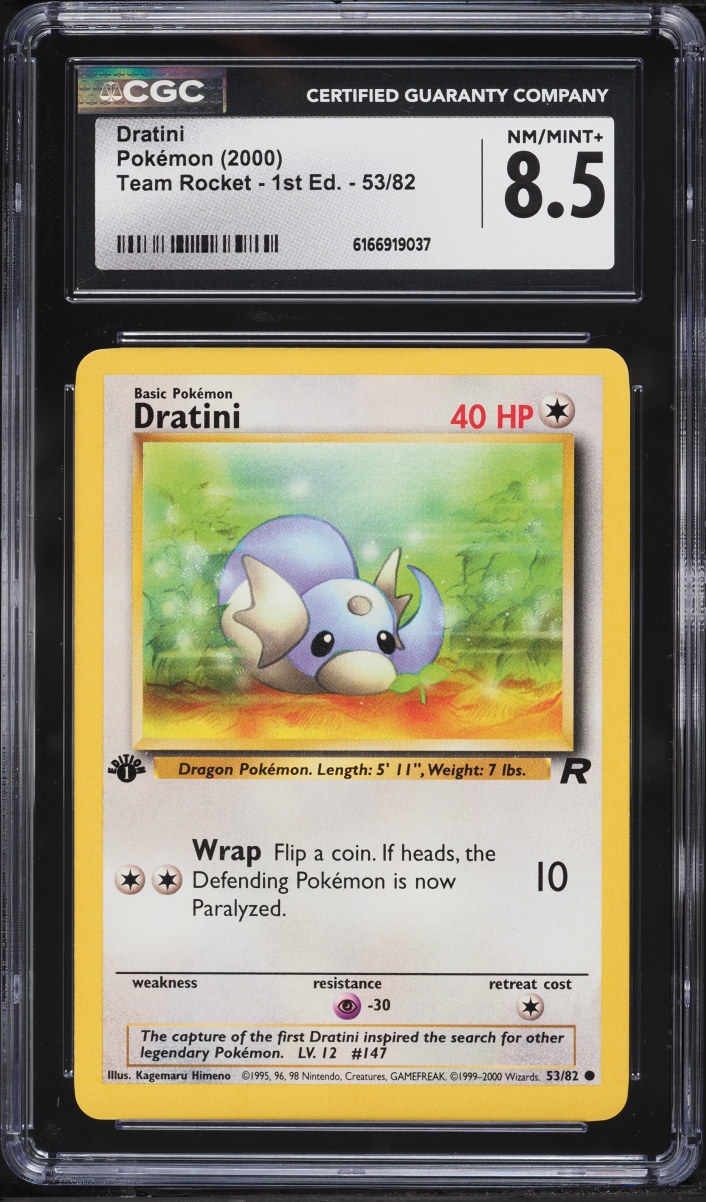 2000 Pokemon Team Rocket 1st Edition Dratini #53 CGC 8.5 NM-MT+