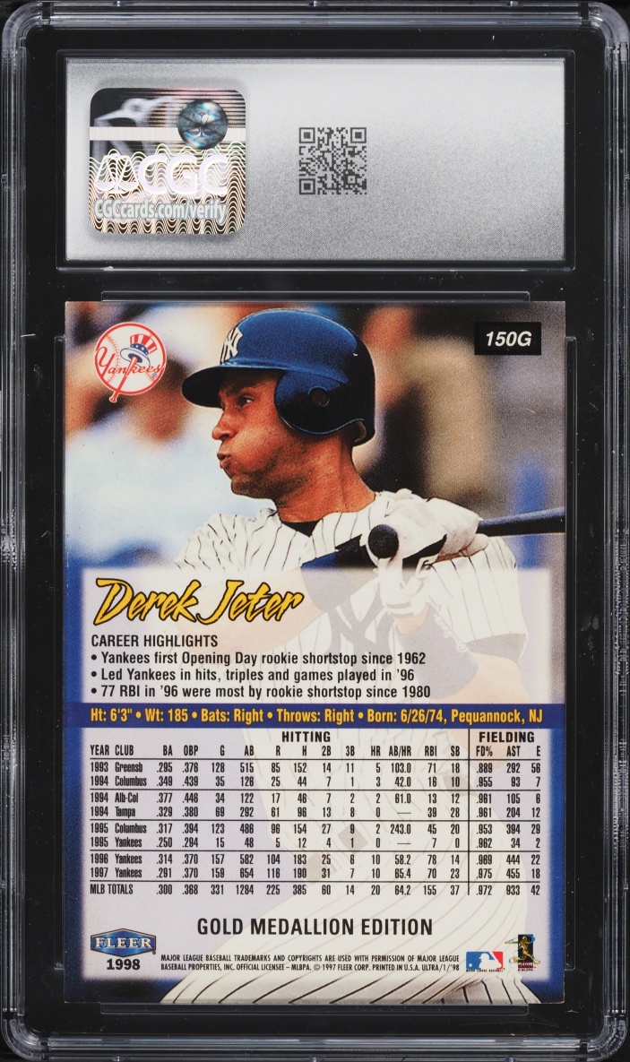 1998 Ultra Gold Medallion Derek Jeter #150G CGC 8 NM-MT