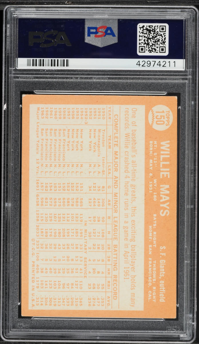 1964 Topps Willie Mays #150 PSA 5 EX