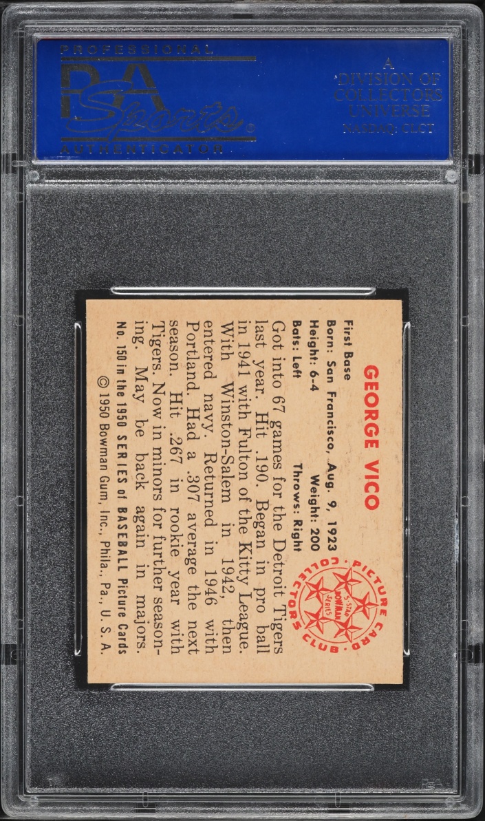 1950 Bowman George Vico #150 PSA 8 NM-MT