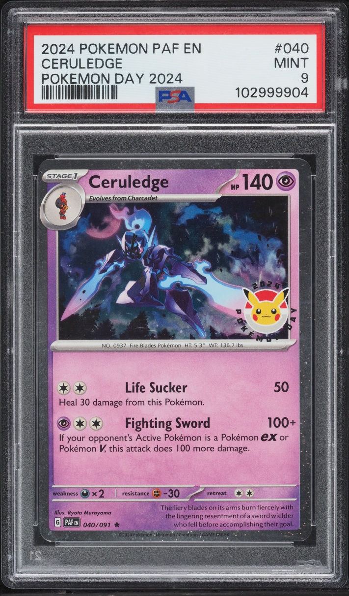 2024 Pokemon Scarlet & Violet Paldean Fates Pokemon Day Ceruledge #40 PSA 9 MINT