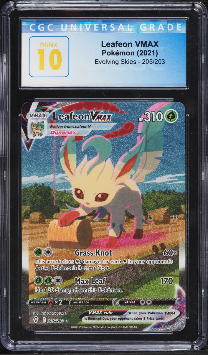 2021 Pokemon Sword & Shield Evolving Skies Full Art Leafeon VMAX #205 CGC 10 PRISTINE