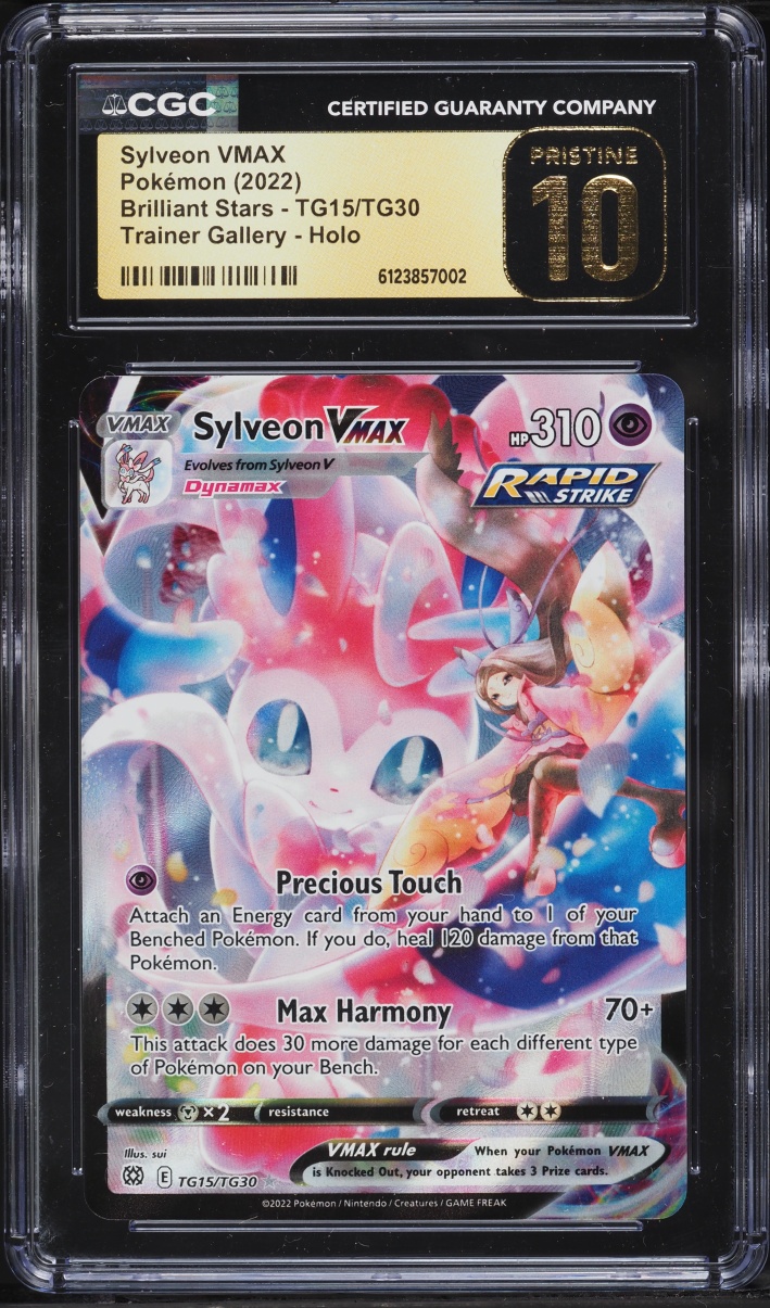 2022 Pokemon Sword & Shield Brilliant Stars Full Art Sylveon VMAX #TG15 CGC 10 PRISTINE