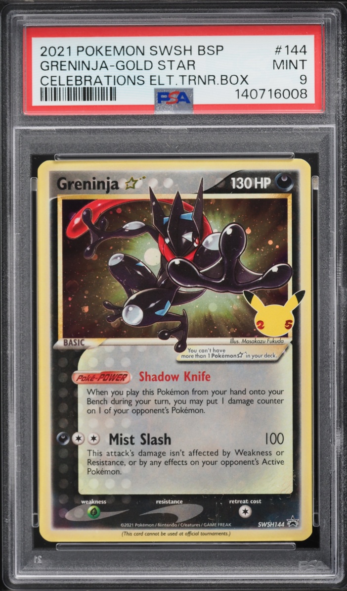 2021 Pokemon Sword & Shield Promo Celebrations ETB Holo Greninja Gold Star #144 PSA 9 MINT