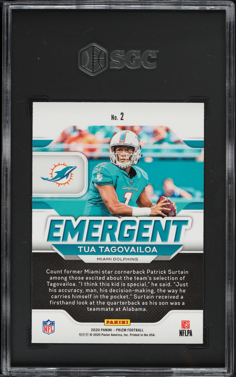 2020 Panini Prizm Emergent Tua Tagovailoa ROOKIE #2 SGC 9.5 MINT+