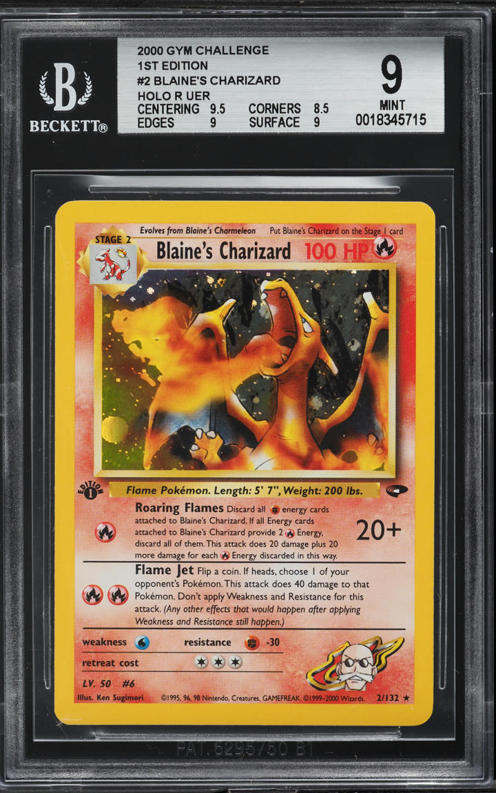 2000 Pokemon Gym Challenge 1st Edition Holo Blaine's Charizard #2 BGS 9 MINT