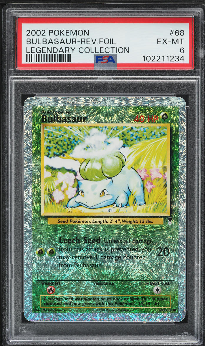 2002 Pokemon Legendary Collection Reverse Holo Bulbasaur #68 PSA 6 EXMT ...