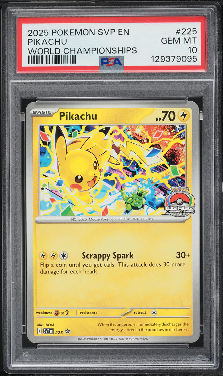 2025 Pokemon Scarlet & Violet Promo World Championships Pikachu #225 PSA 10 GEM MINT