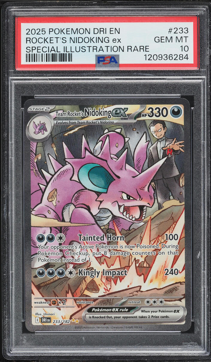2025 Pokemon Scarlet & Violet Destined Rivals SIR Team Rocket's Nidoking ex #233 PSA 10 GEM