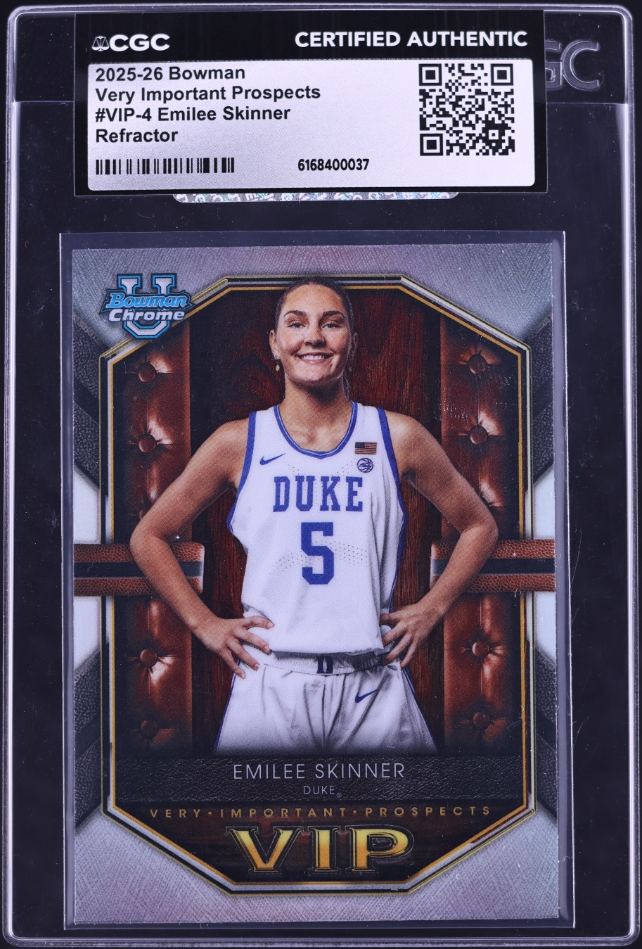 2025 Bowman Chrome U Very Important Prospect Refractor Emilee Skinner ROOKIE #VIP-4 CGC AUTH