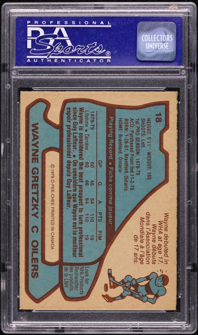 1979 O-Pee-Chee Hockey Wayne Gretzky ROOKIE #18 PSA 8 NM-MT
