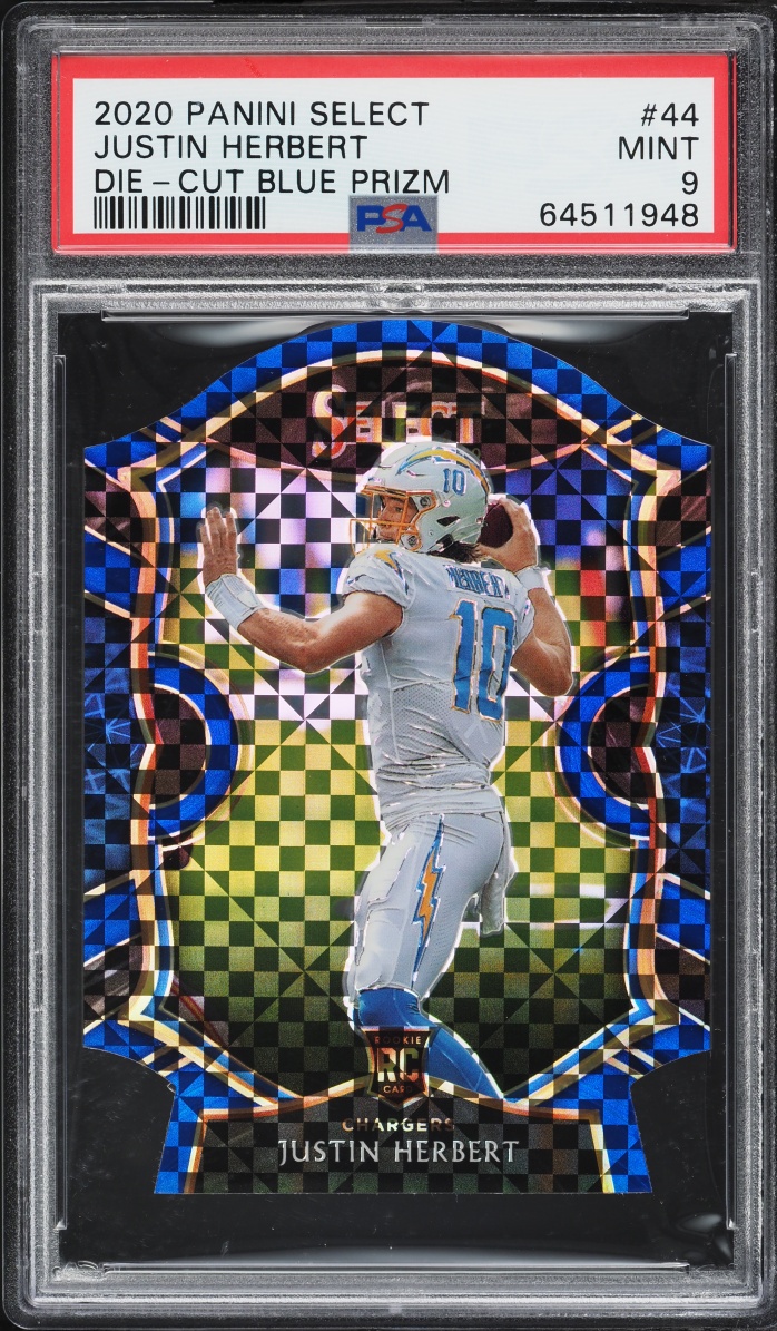 2020 Select Concourse Blue Prizm Die-Cut Justin Herbert ROOKIE #44 PSA 9 MINT