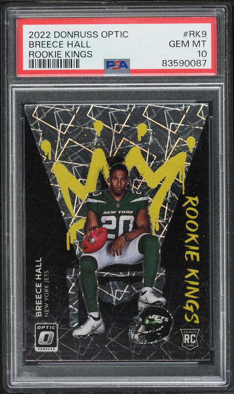 2022 National Treasures NFL Breece Hall ROOKIE SHIELD PATCH AUTO 1