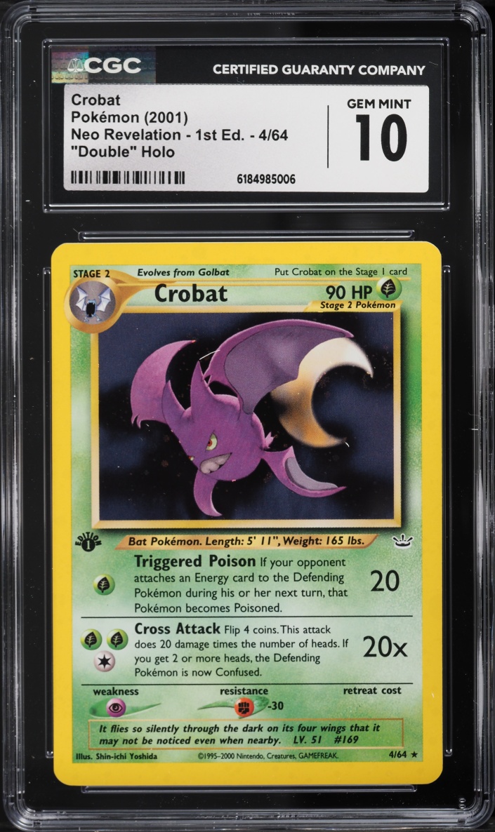2001 Pokemon Neo Revelation 1st Edition Double Holo Crobat #4 CGC 10 GEM MINT