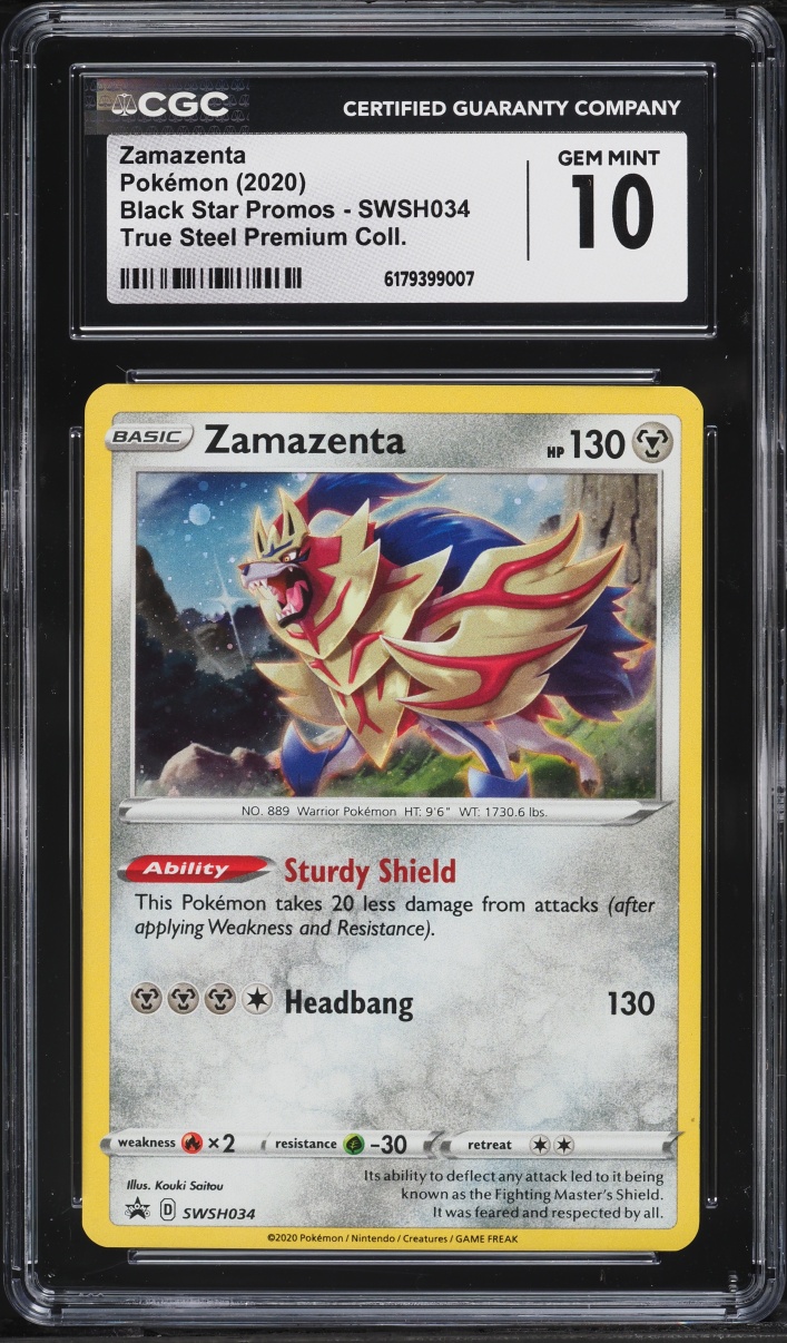 2020 Pokemon Sword & Shield Black Star Promo True Steel Premium Zamazenta #SWSH034 CGC 10