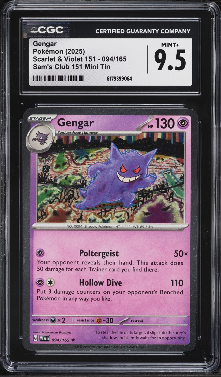 2025 Pokemon Scarlet & Violet 151 Sam's Club Mini Tin Gengar #94 CGC 9.5 MINT+