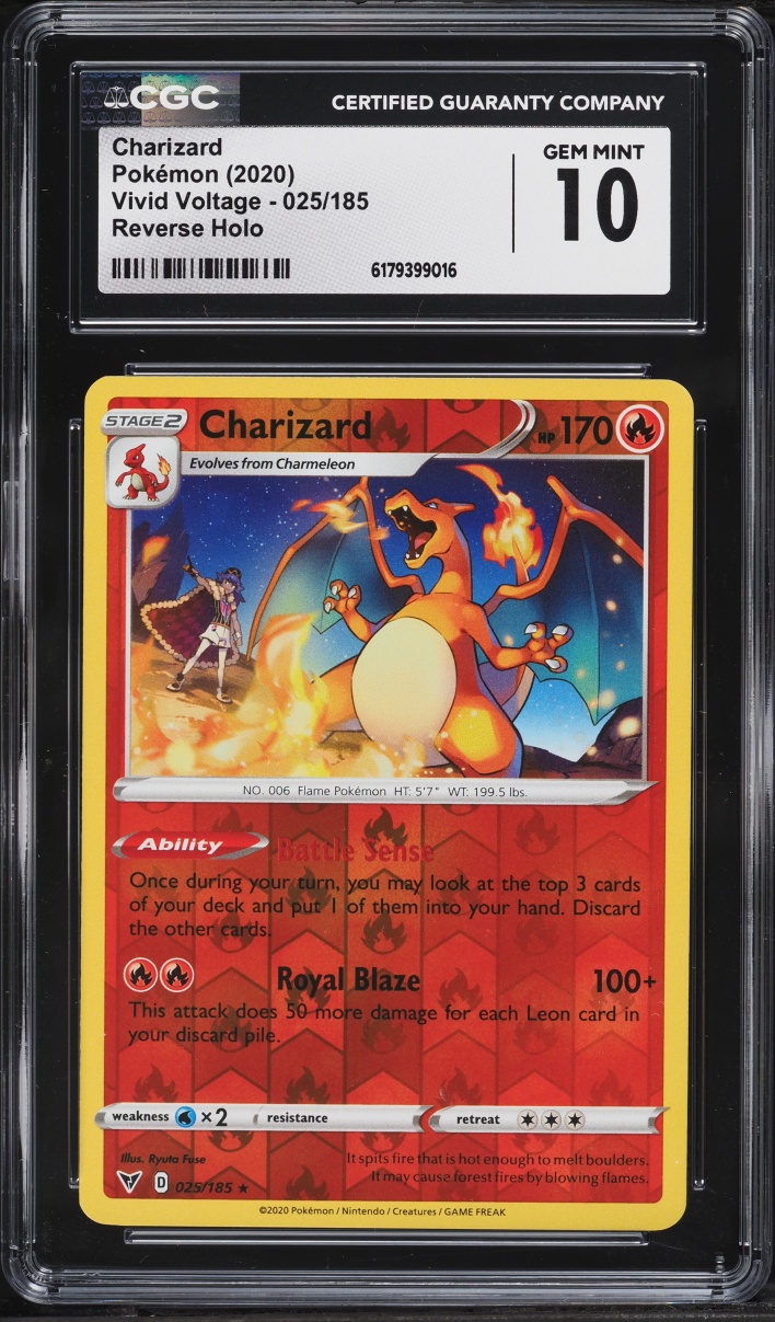 2020 Pokemon Sword & Shield Vivid Voltage Reverse Holo Charizard #25 CGC 10 GEM MINT