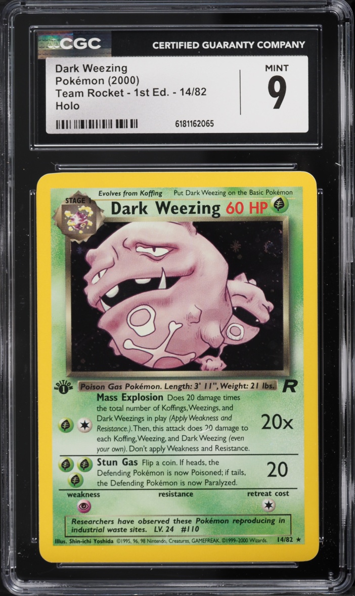 2000 Pokemon Team Rocket 1st Edition Holo Dark Weezing #14 CGC 9 MINT