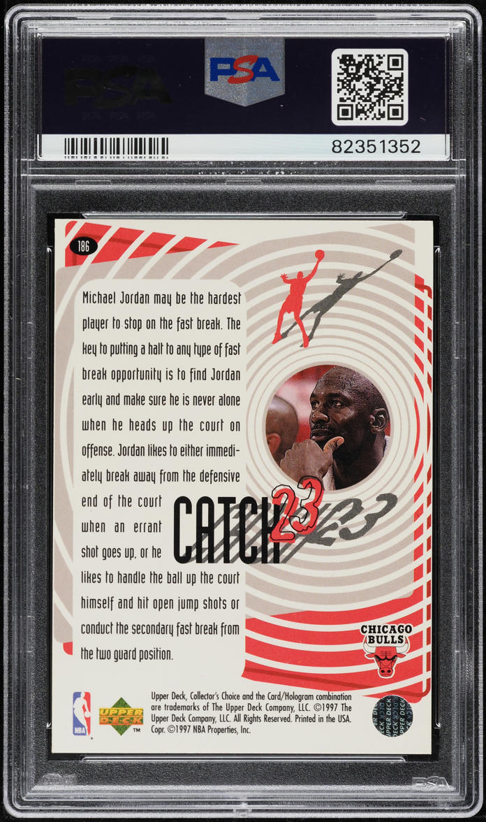 1997 Collector's Choice Catch 23 Michael Jordan #186 PSA 10 GEM MINT