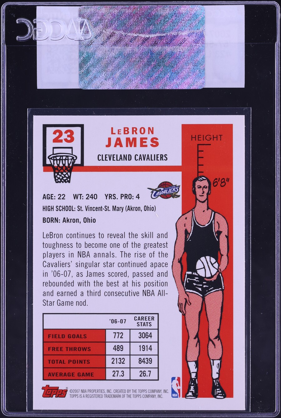 2007 Topps '57 Variations LeBron James #23 CGC AUTH
