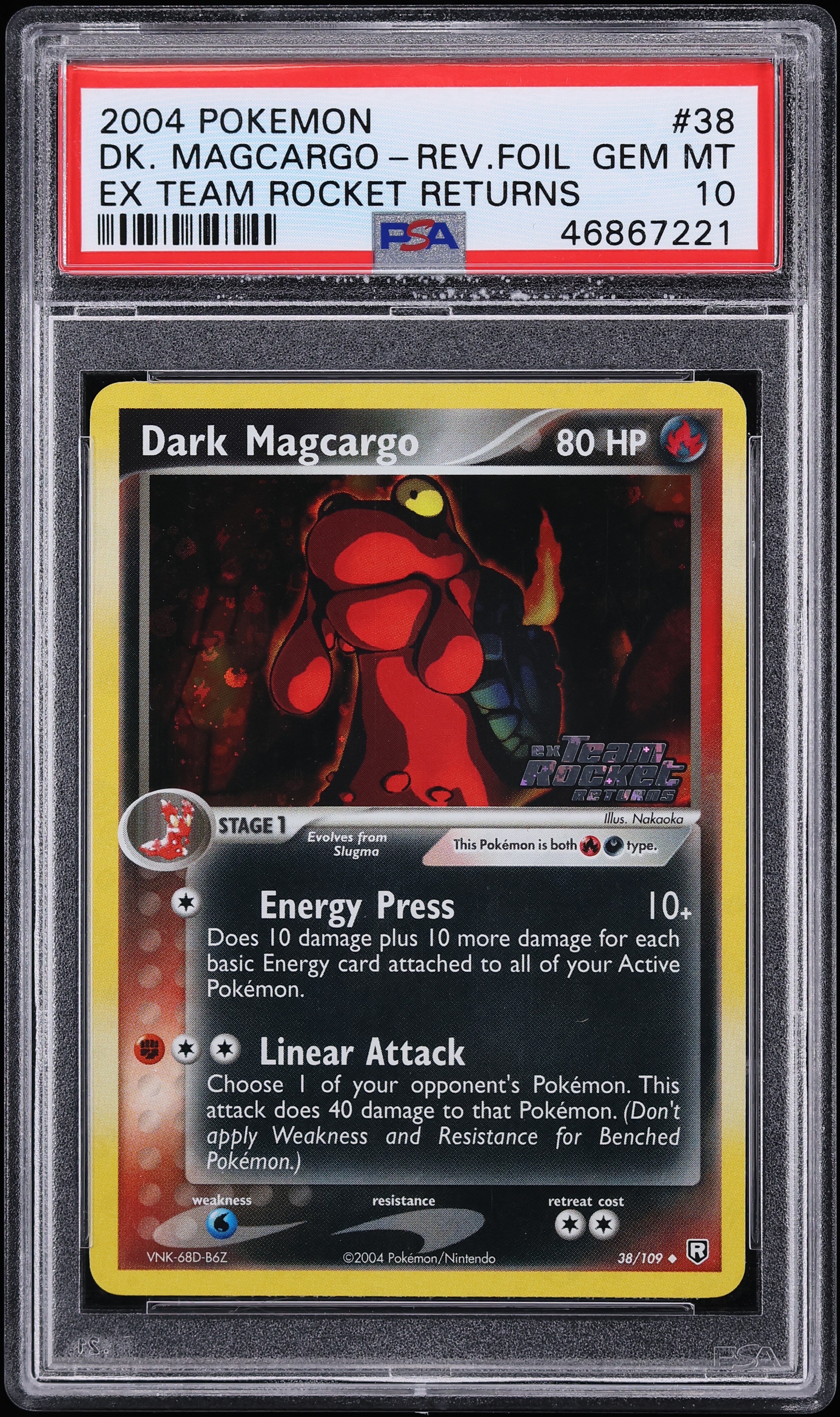 2004 Pokemon EX Team Rocket Returns Reverse Holo Dark Magcargo #38 PSA 10 GEM MINT
