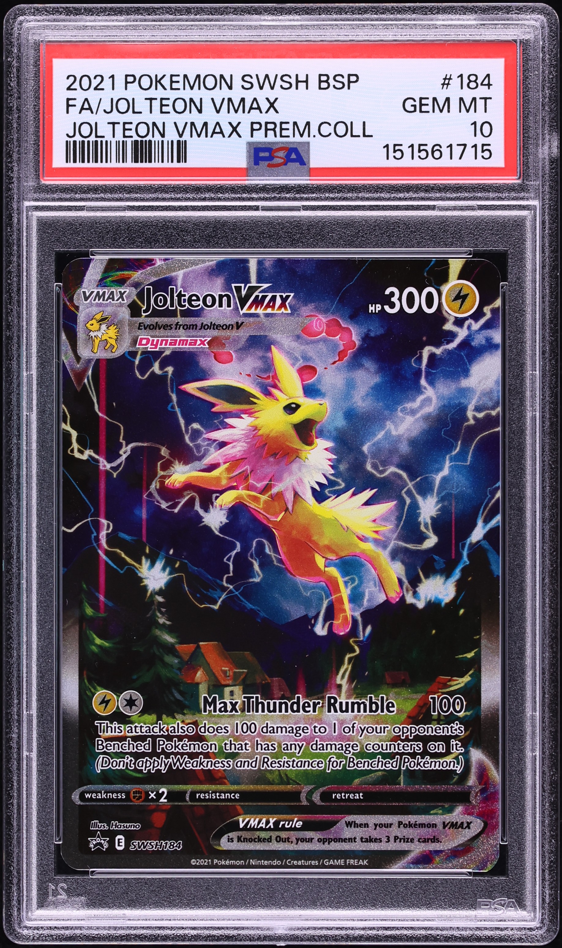 2021 Pokemon Sword & Shield Promo Premium Full Art Jolteon VMAX #184 PSA 10 GEM MINT