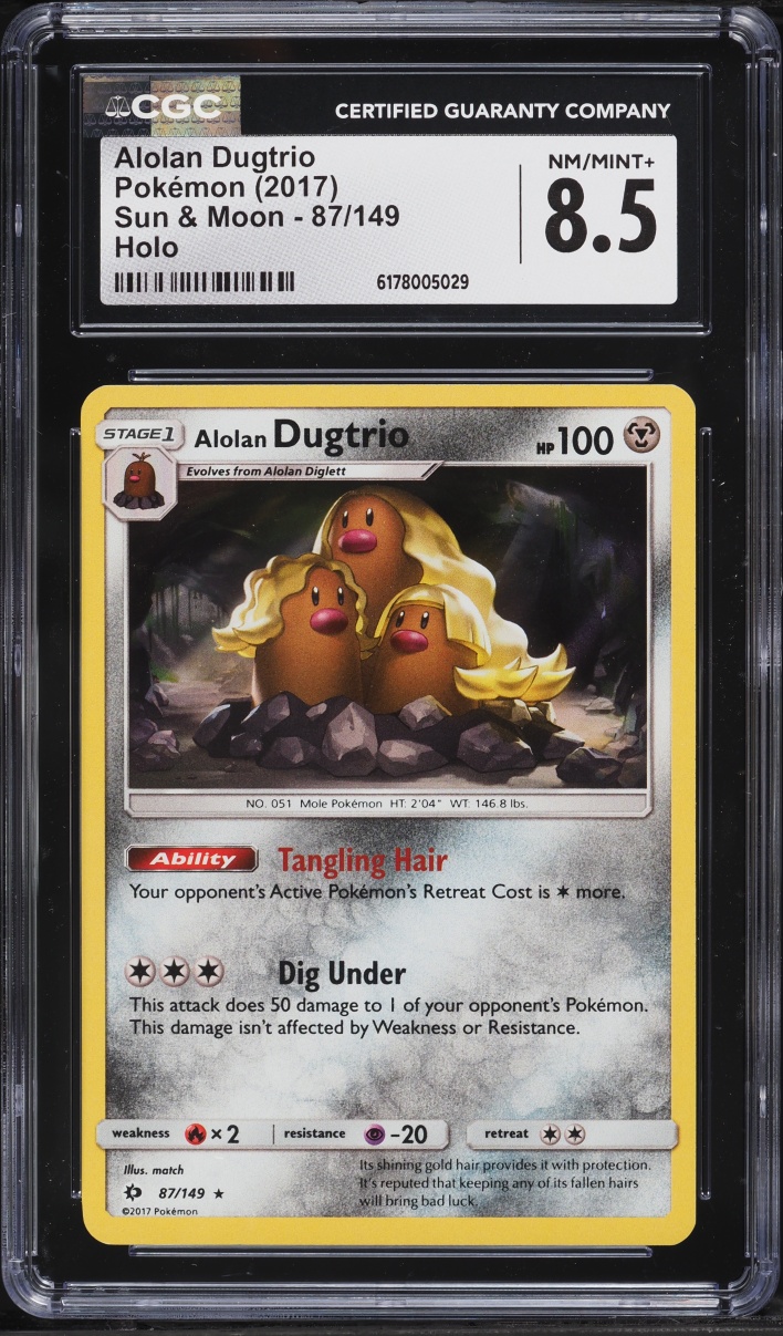 2017 Pokemon Sun & Moon Holo Alolan Dugtrio #87 CGC 8.5 NM-MT+