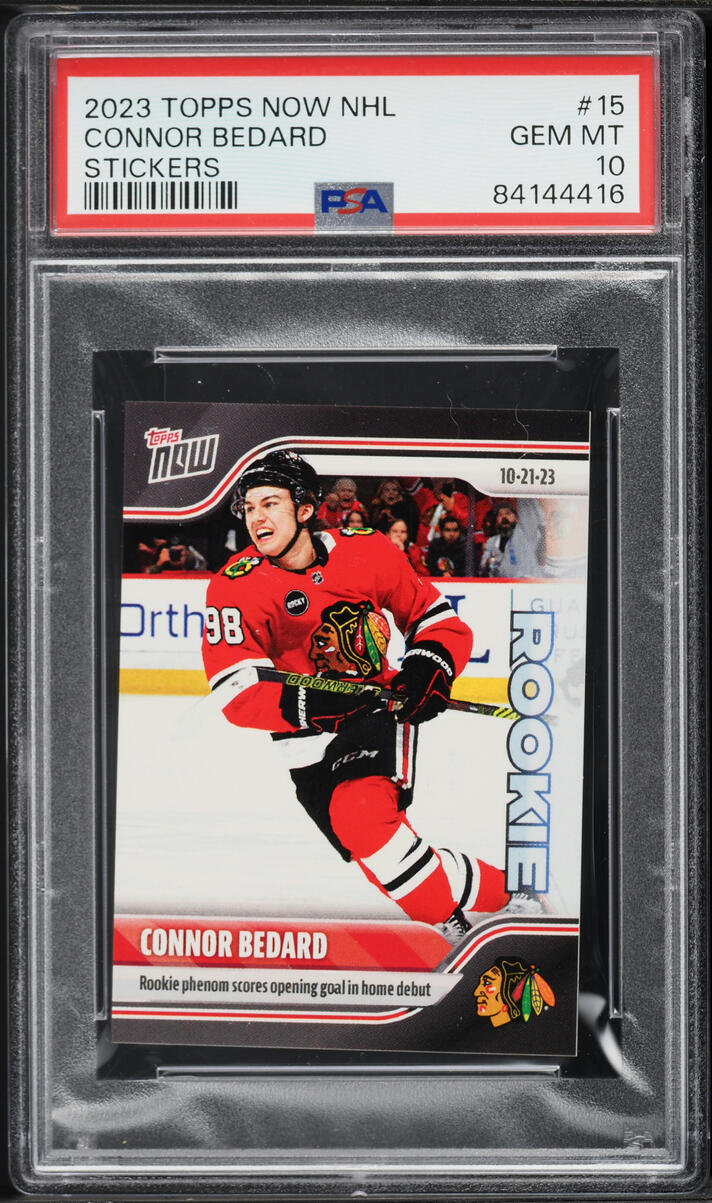 2023 Topps Now NHL Stickers Connor Bedard ROOKIE #15 PSA 10 GEM MINT