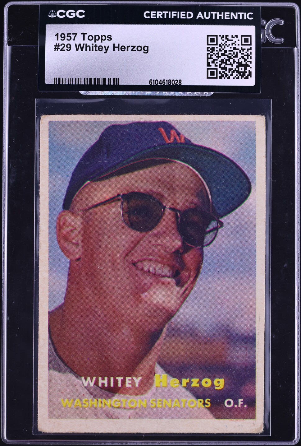 1957 Topps Whitey Herzog #29 CGC AUTH