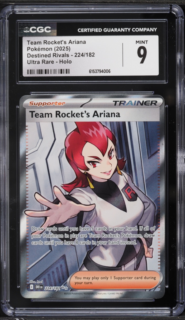 2025 Pokemon Scarlet & Violet Destined Rivals Full Art Team Rocket's Ariana #224 CGC 9 MINT