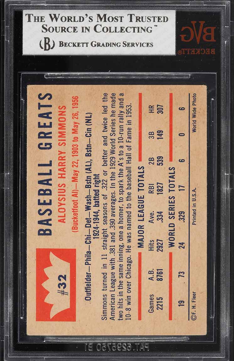 1960 Fleer Al Simmons #32 BVG 4.5 VGEX+