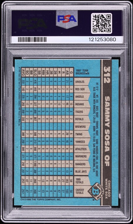1990 Bowman Sammy Sosa ROOKIE #312 PSA 7 NRMT